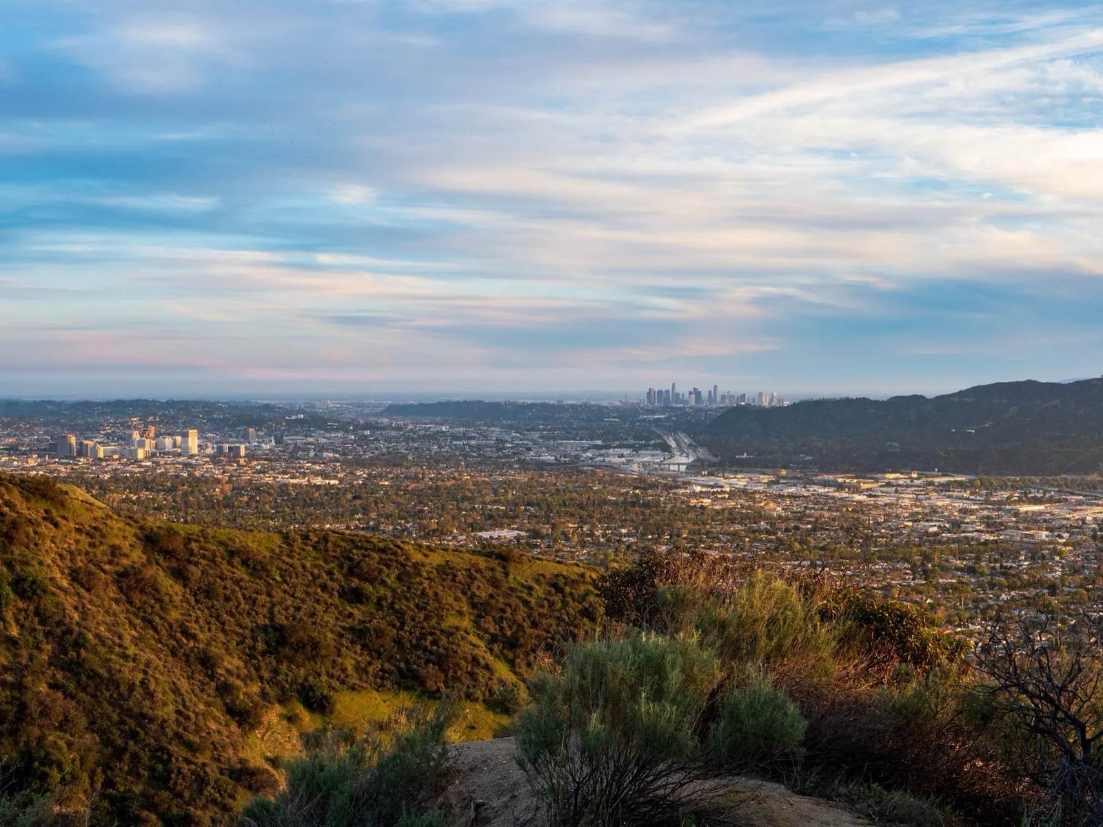 Burbank and the San Fernando Valley at golden hour