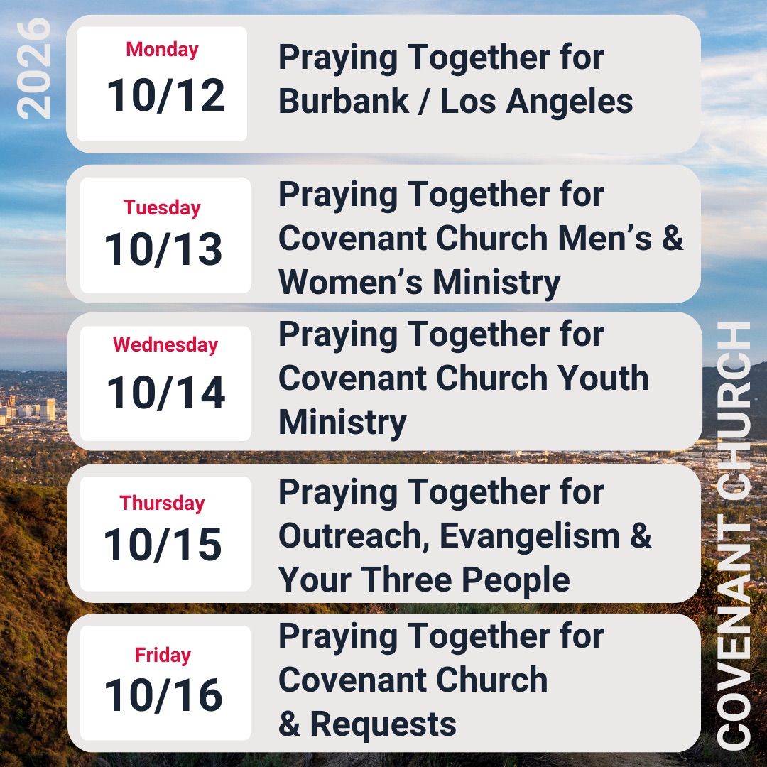 Covenant Church weekly prayer guide for the week of October 11, 2026 — a daily prayer focus Monday through Friday.